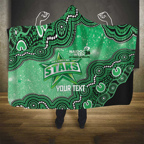 Melbourne Stars NAIDOC Week 2026 Custom Hooded Blanket 50 Years Deadly Indigenous Art Glitter Effect