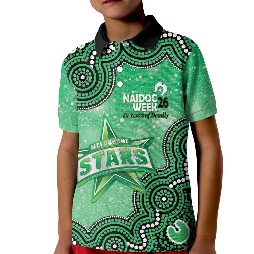 Melbourne Stars NAIDOC Week 2026 Custom Kid Polo Shirt 50 Years Deadly Indigenous Art Glitter Effect
