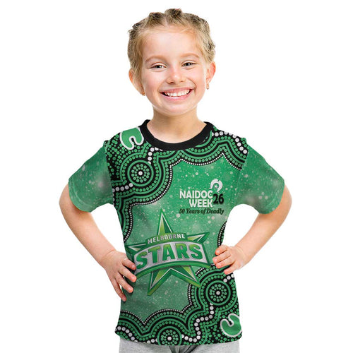 Melbourne Stars NAIDOC Week 2026 Custom Kid T Shirt 50 Years Deadly Indigenous Art Glitter Effect