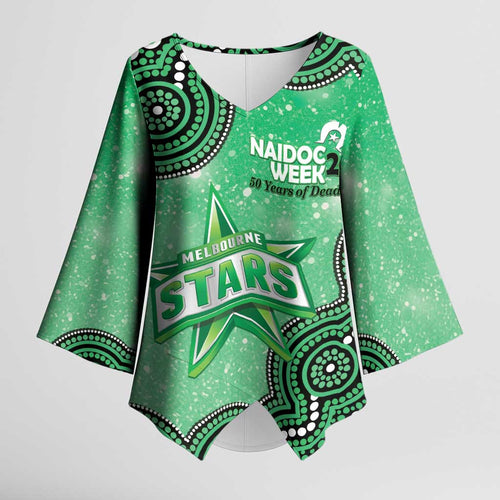 Melbourne Stars NAIDOC Week 2026 Custom Kimono Sleeve Blouse 50 Years Deadly Indigenous Art Glitter Effect