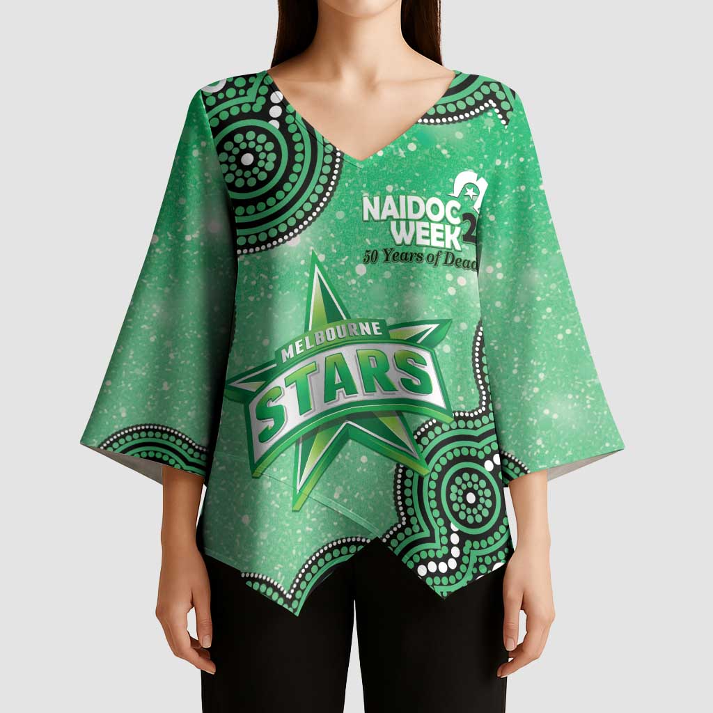 Melbourne Stars NAIDOC Week 2026 Custom Kimono Sleeve Blouse 50 Years Deadly Indigenous Art Glitter Effect