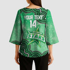 Melbourne Stars NAIDOC Week 2026 Custom Kimono Sleeve Blouse 50 Years Deadly Indigenous Art Glitter Effect