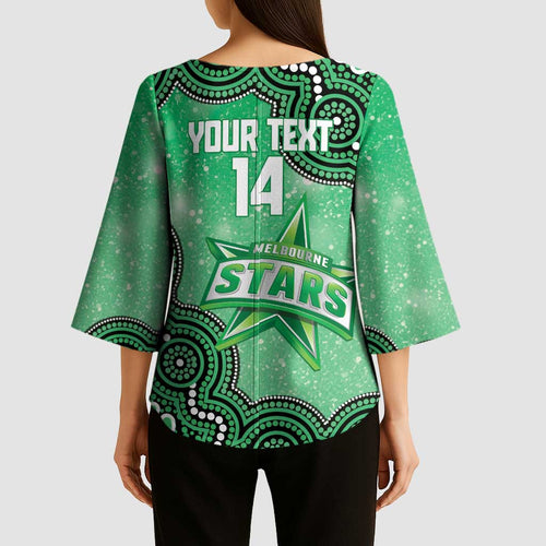 Melbourne Stars NAIDOC Week 2026 Custom Kimono Sleeve Blouse 50 Years Deadly Indigenous Art Glitter Effect