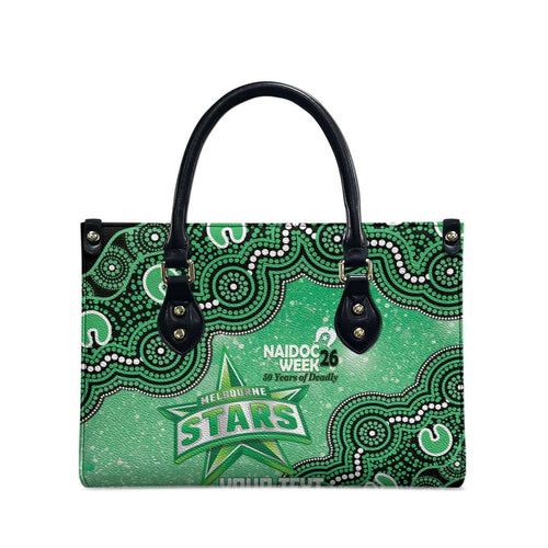 Melbourne Stars NAIDOC Week 2026 Custom Leather Bag 50 Years Deadly Indigenous Art Glitter Effect