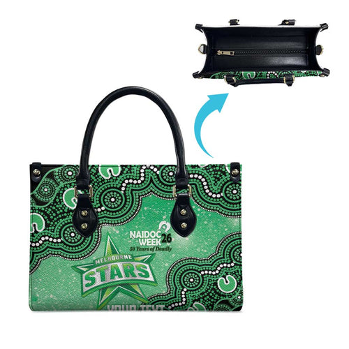 Melbourne Stars NAIDOC Week 2026 Custom Leather Bag 50 Years Deadly Indigenous Art Glitter Effect