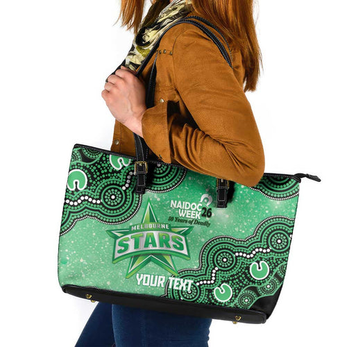 Melbourne Stars NAIDOC Week 2026 Custom Leather Tote Bag 50 Years Deadly Indigenous Art Glitter Effect