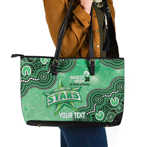 Melbourne Stars NAIDOC Week 2026 Custom Leather Tote Bag 50 Years Deadly Indigenous Art Glitter Effect
