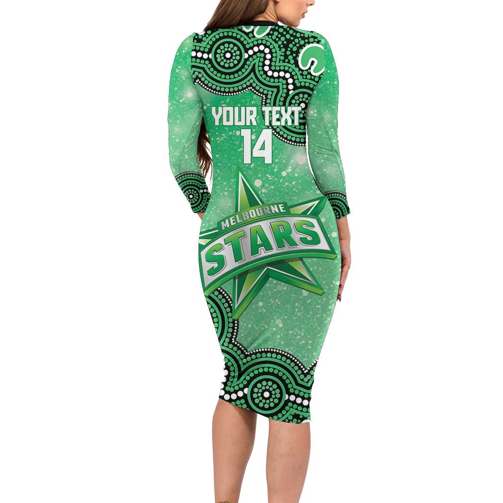 Melbourne Stars NAIDOC Week 2026 Custom Long Sleeve Bodycon Dress 50 Years Deadly Indigenous Art Glitter Effect