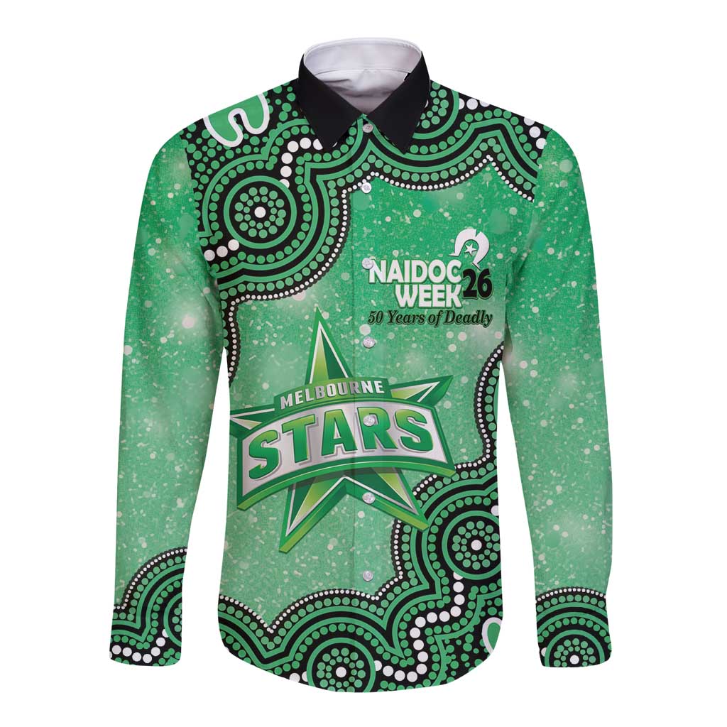 Melbourne Stars NAIDOC Week 2026 Custom Long Sleeve Button Shirt 50 Years Deadly Indigenous Art Glitter Effect