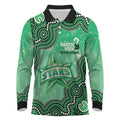 Melbourne Stars NAIDOC Week 2026 Custom Long Sleeve Polo Shirt 50 Years Deadly Indigenous Art Glitter Effect