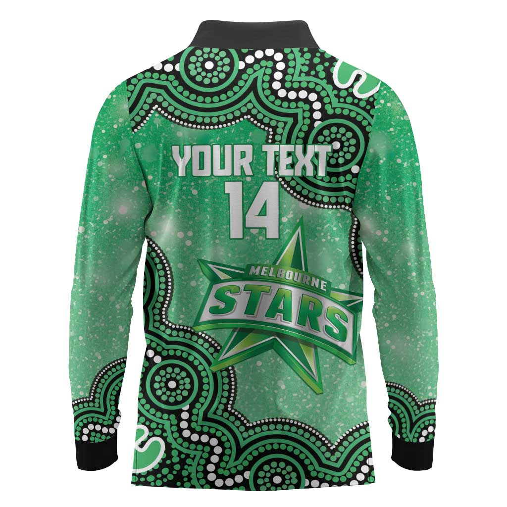 Melbourne Stars NAIDOC Week 2026 Custom Long Sleeve Polo Shirt 50 Years Deadly Indigenous Art Glitter Effect