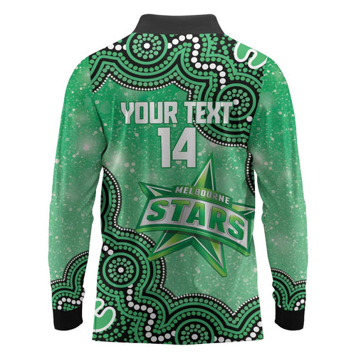 Melbourne Stars NAIDOC Week 2026 Custom Long Sleeve Polo Shirt 50 Years Deadly Indigenous Art Glitter Effect