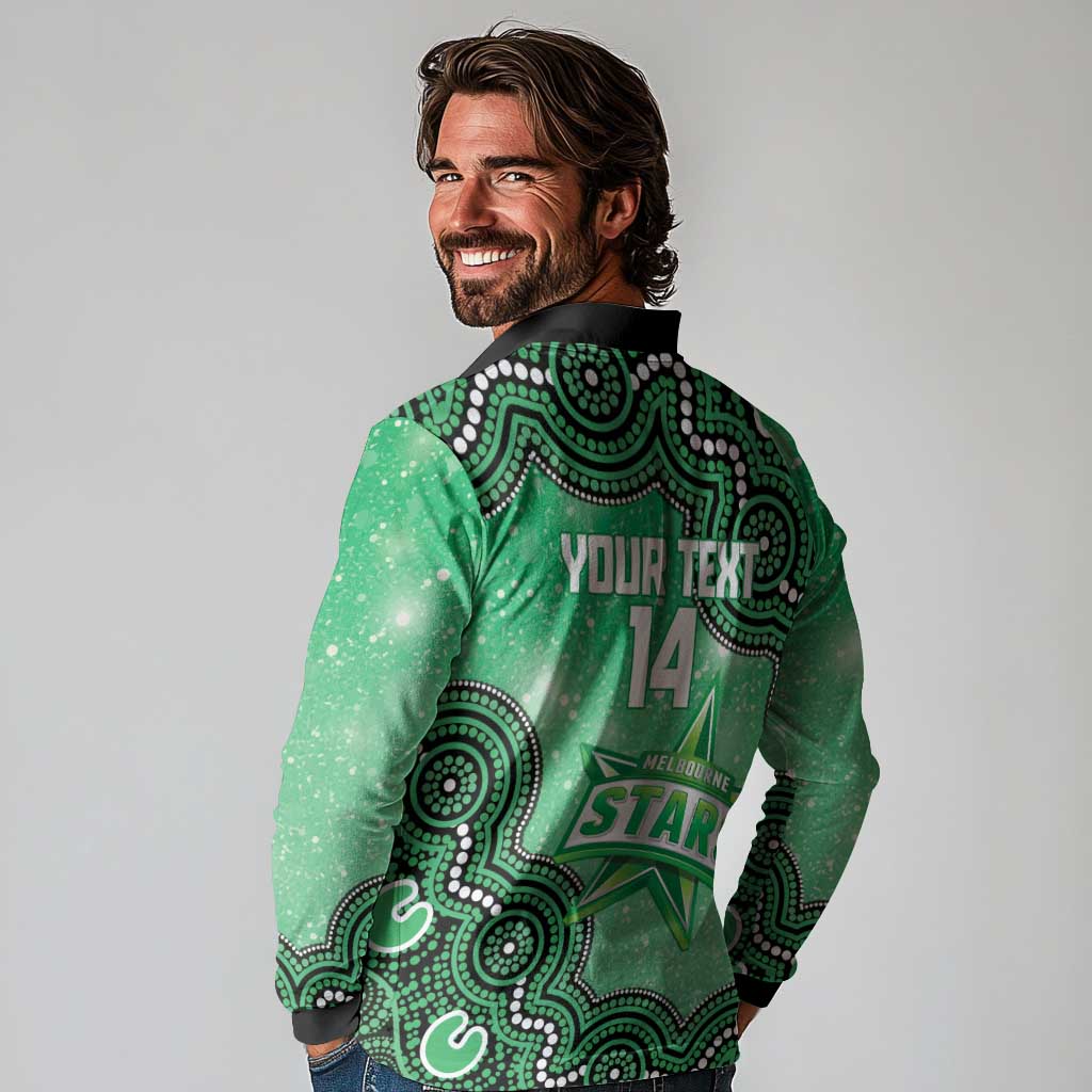 Melbourne Stars NAIDOC Week 2026 Custom Long Sleeve Polo Shirt 50 Years Deadly Indigenous Art Glitter Effect