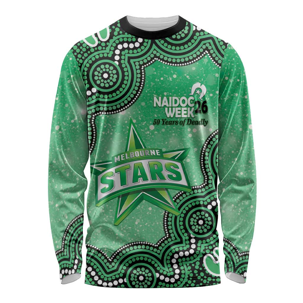 Melbourne Stars NAIDOC Week 2026 Custom Long Sleeve Shirt 50 Years Deadly Indigenous Art Glitter Effect