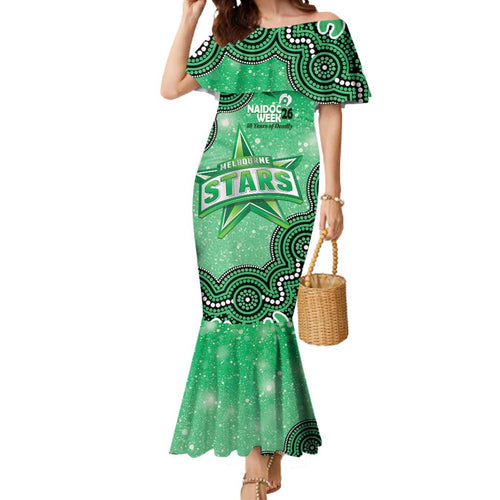 Melbourne Stars NAIDOC Week 2026 Custom Mermaid Dress 50 Years Deadly Indigenous Art Glitter Effect