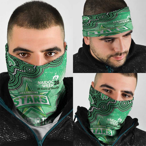 Melbourne Stars NAIDOC Week 2026 Custom Neck Gaiter 50 Years Deadly Indigenous Art Glitter Effect