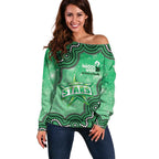 Melbourne Stars NAIDOC Week 2026 Custom Off Shoulder Sweater 50 Years Deadly Indigenous Art Glitter Effect
