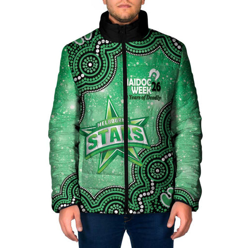Melbourne Stars NAIDOC Week 2026 Custom Padded Jacket 50 Years Deadly Indigenous Art Glitter Effect