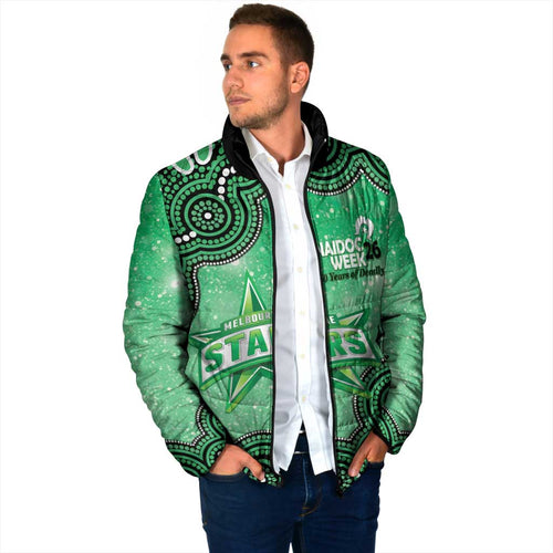 Melbourne Stars NAIDOC Week 2026 Custom Padded Jacket 50 Years Deadly Indigenous Art Glitter Effect
