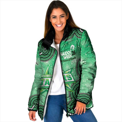 Melbourne Stars NAIDOC Week 2026 Custom Padded Jacket 50 Years Deadly Indigenous Art Glitter Effect