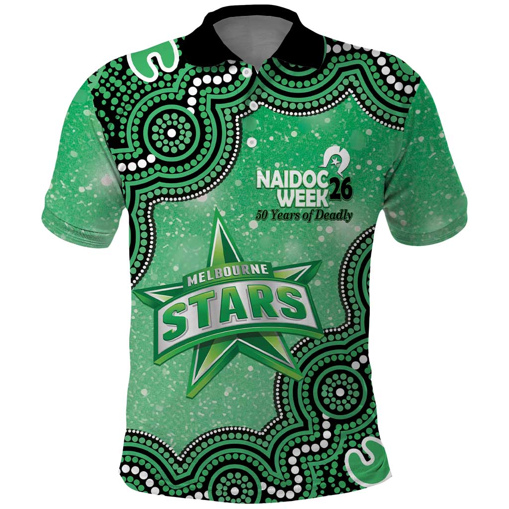 Melbourne Stars NAIDOC Week 2026 Custom Polo Shirt 50 Years Deadly Indigenous Art Glitter Effect