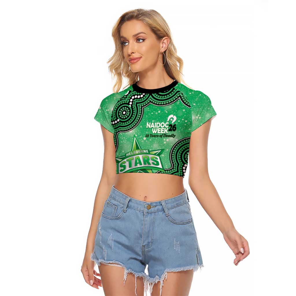 Melbourne Stars NAIDOC Week 2026 Custom Raglan Cropped T Shirt 50 Years Deadly Indigenous Art Glitter Effect
