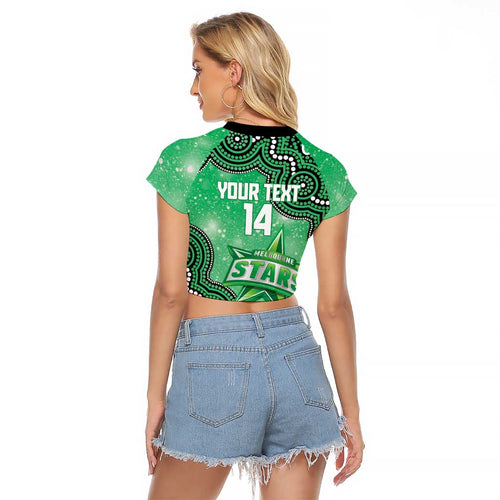 Melbourne Stars NAIDOC Week 2026 Custom Raglan Cropped T Shirt 50 Years Deadly Indigenous Art Glitter Effect