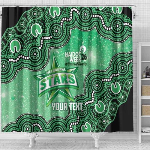 Melbourne Stars NAIDOC Week 2026 Custom Shower Curtain 50 Years Deadly Indigenous Art Glitter Effect