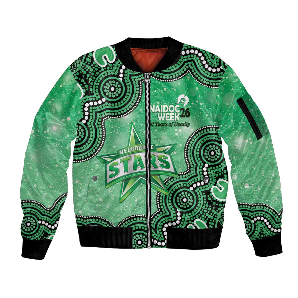 Melbourne Stars NAIDOC Week 2026 Custom Sleeve Zip Bomber Jacket 50 Years Deadly Indigenous Art Glitter Effect