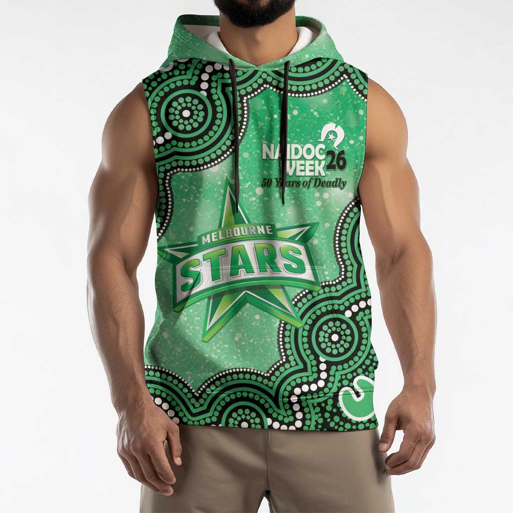 Melbourne Stars NAIDOC Week 2026 Custom Sleeveless Hoodie 50 Years Deadly Indigenous Art Glitter Effect