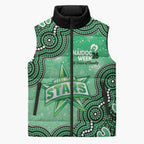 Melbourne Stars NAIDOC Week 2026 Custom Sleeveless Puffer Jacket 50 Years Deadly Indigenous Art Glitter Effect