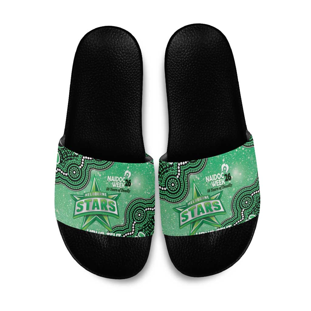 Melbourne Stars NAIDOC Week 2026 Custom Slide Sandals 50 Years Deadly Indigenous Art Glitter Effect