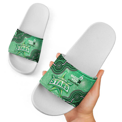 Melbourne Stars NAIDOC Week 2026 Custom Slide Sandals 50 Years Deadly Indigenous Art Glitter Effect