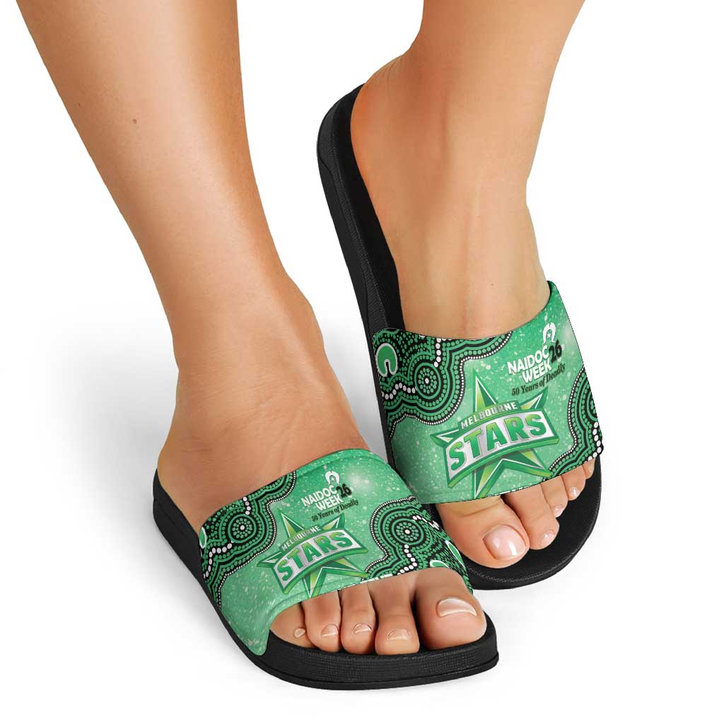 Melbourne Stars NAIDOC Week 2026 Custom Slide Sandals 50 Years Deadly Indigenous Art Glitter Effect