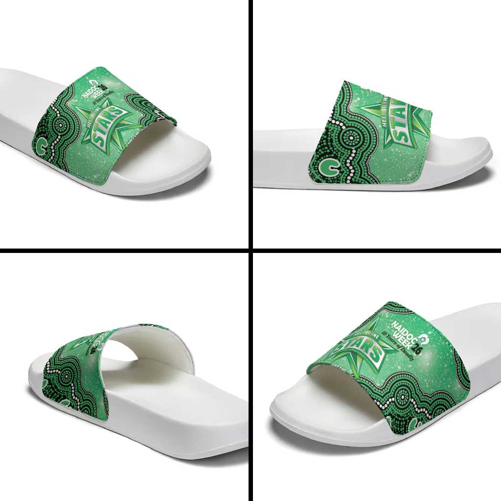 Melbourne Stars NAIDOC Week 2026 Custom Slide Sandals 50 Years Deadly Indigenous Art Glitter Effect