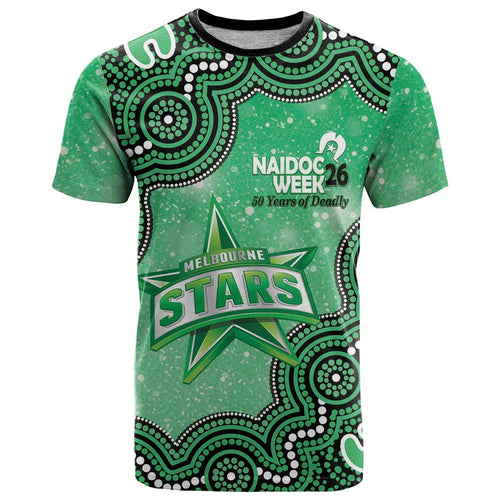 Melbourne Stars NAIDOC Week 2026 Custom T Shirt 50 Years Deadly Indigenous Art Glitter Effect