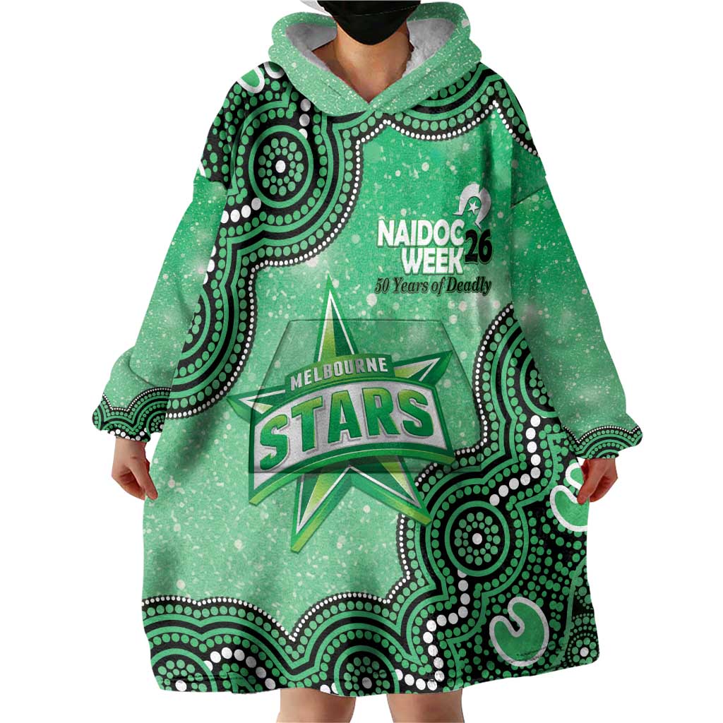 Melbourne Stars NAIDOC Week 2026 Custom Wearable Blanket Hoodie 50 Years Deadly Indigenous Art Glitter Effect
