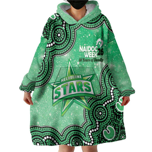 Melbourne Stars NAIDOC Week 2026 Custom Wearable Blanket Hoodie 50 Years Deadly Indigenous Art Glitter Effect