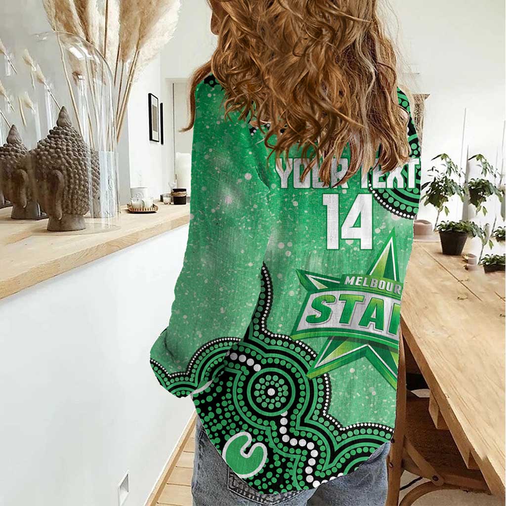 Melbourne Stars NAIDOC Week 2026 Custom Women Casual Shirt 50 Years Deadly Indigenous Art Glitter Effect