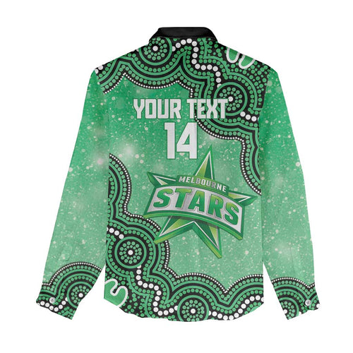 Melbourne Stars NAIDOC Week 2026 Custom Women Casual Shirt 50 Years Deadly Indigenous Art Glitter Effect
