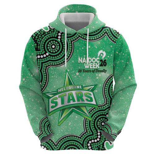Melbourne Stars NAIDOC Week 2026 Custom Zip Hoodie 50 Years Deadly Indigenous Art Glitter Effect