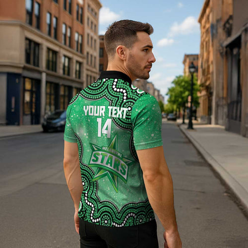 Melbourne Stars NAIDOC Week 2026 Custom Zipper Polo Shirt 50 Years Deadly Indigenous Art Glitter Effect