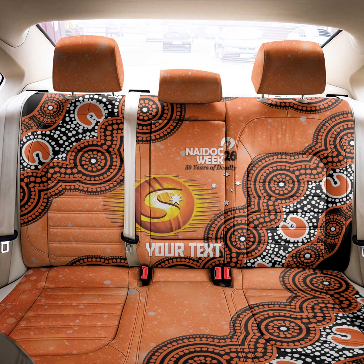 Perth Scorchers NAIDOC Week 2026 Custom Back Car Seat Cover 50 Years Deadly Indigenous Art Glitter Effect