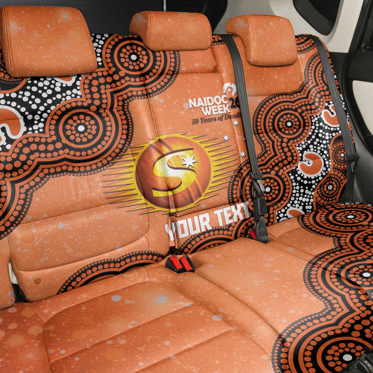 Perth Scorchers NAIDOC Week 2026 Custom Back Car Seat Cover 50 Years Deadly Indigenous Art Glitter Effect