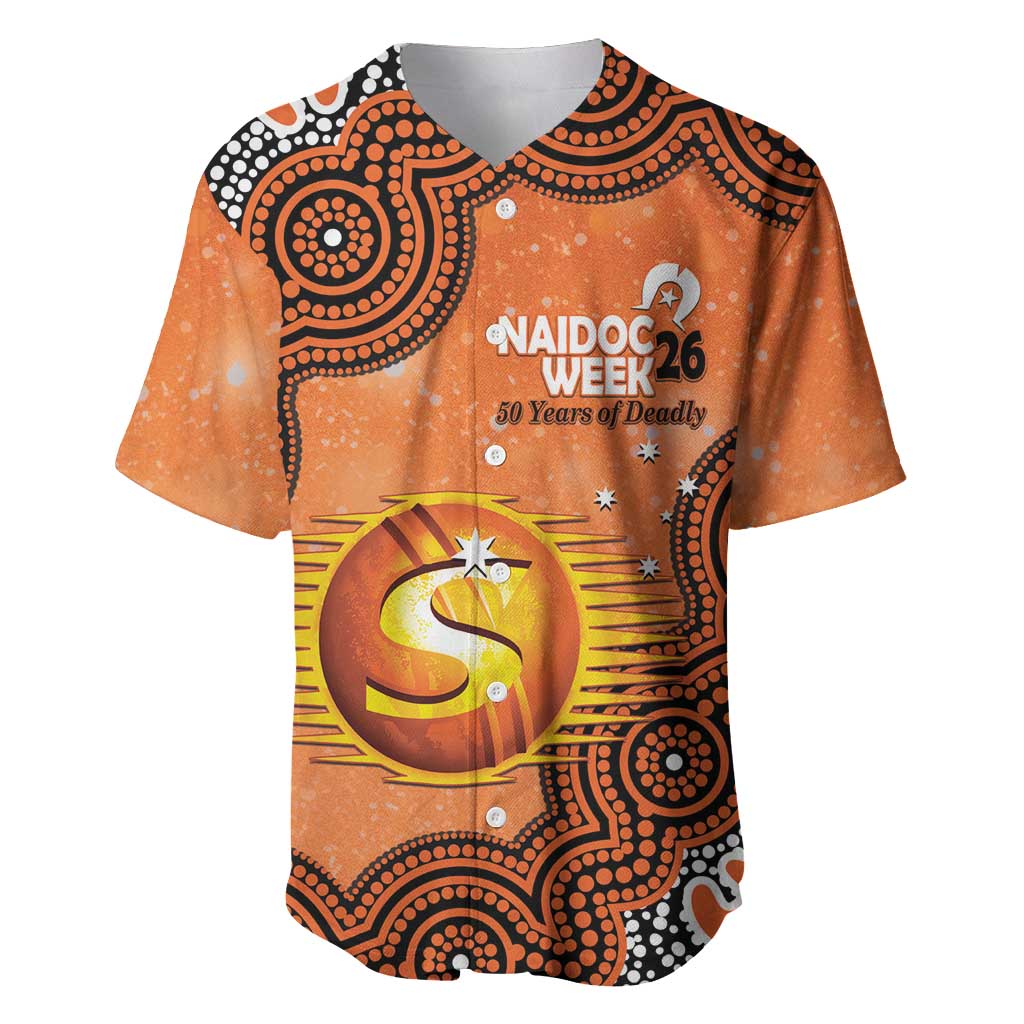 Perth Scorchers NAIDOC Week 2026 Custom Baseball Jersey 50 Years Deadly Indigenous Art Glitter Effect