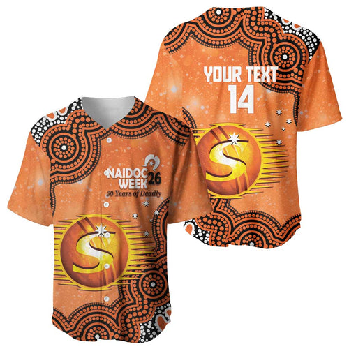 Perth Scorchers NAIDOC Week 2026 Custom Baseball Jersey 50 Years Deadly Indigenous Art Glitter Effect