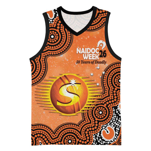 Perth Scorchers NAIDOC Week 2026 Custom Basketball Jersey 50 Years Deadly Indigenous Art Glitter Effect