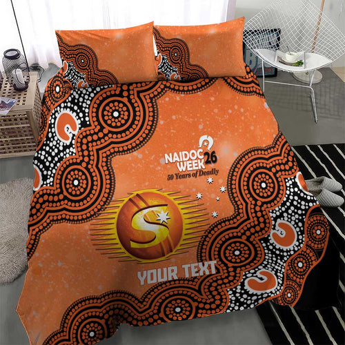 Perth Scorchers NAIDOC Week 2026 Custom Bedding Set 50 Years Deadly Indigenous Art Glitter Effect