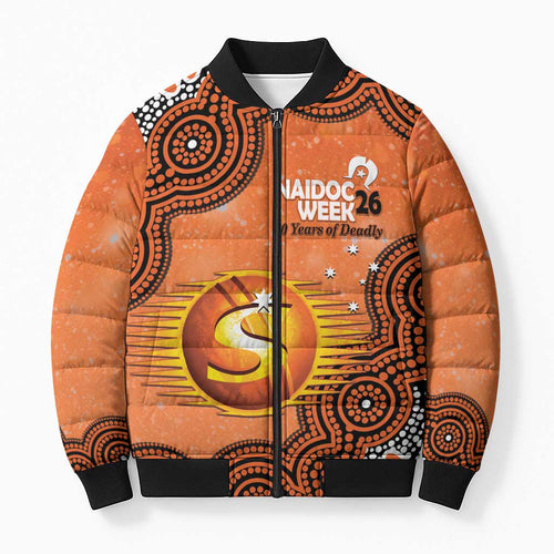 Perth Scorchers NAIDOC Week 2026 Custom Bomber Puffer Jacket 50 Years Deadly Indigenous Art Glitter Effect
