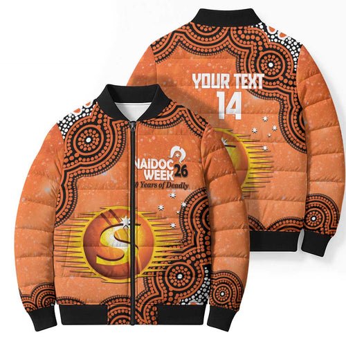 Perth Scorchers NAIDOC Week 2026 Custom Bomber Puffer Jacket 50 Years Deadly Indigenous Art Glitter Effect